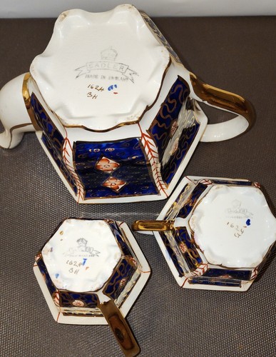 Seltene Imari, #1624 Sadler Teekanne mit passendem Milchkännchen und Zucker, handbemalt 40er Jahre - Bild 4 von 24