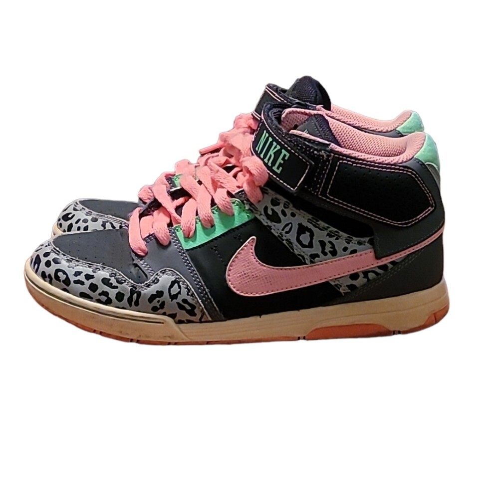NIKE Mogan Mid Pro Pink Green Cheetah Leopard High Top Sneakers Shoes, Size  6Y | eBay