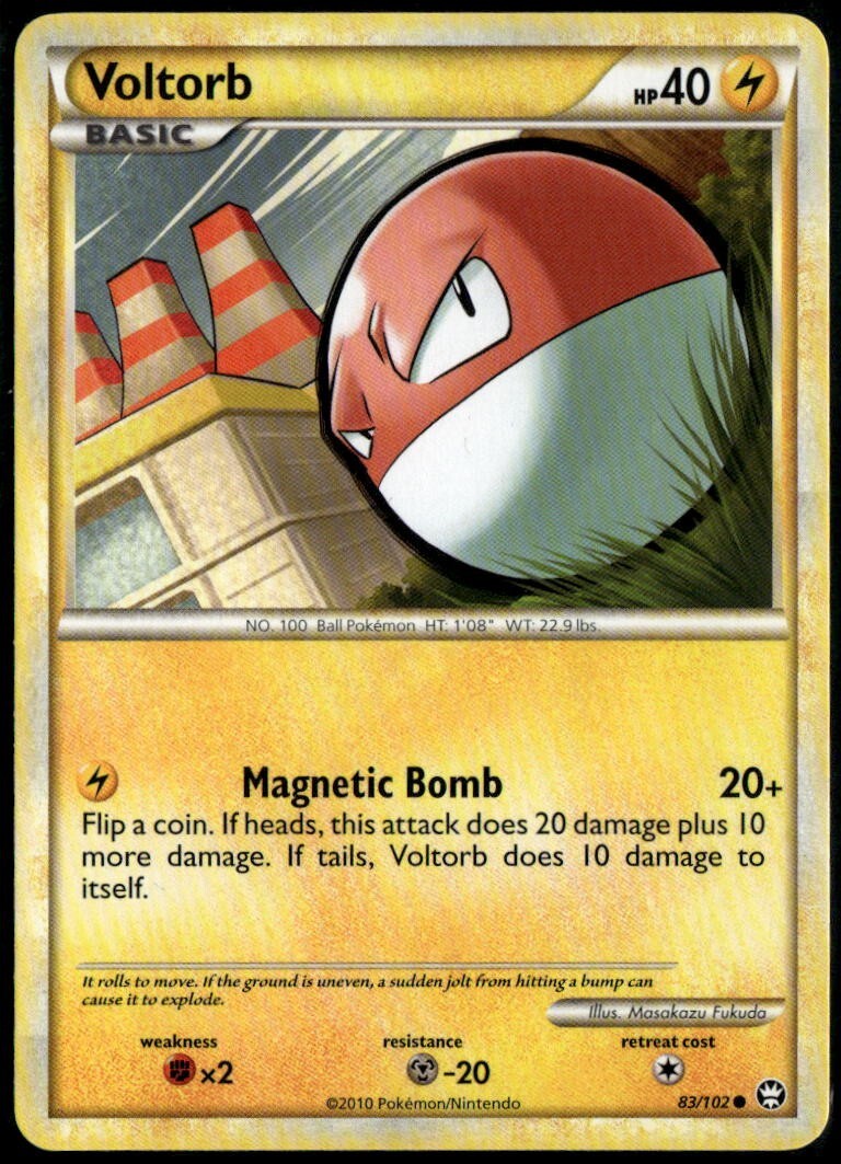 Voltorb Common - HGSS Triumphant 83/102 2010 LP+ Pokemon Card