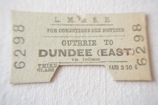 1948 Guthrie to Dundee East LMS Railway Train Ticket