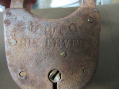 VINTAGE ANTIQUE Mallory Wheeler '' M.W. CO SIX LEVER' JAILERS? LOCK- Rusty-No Key
