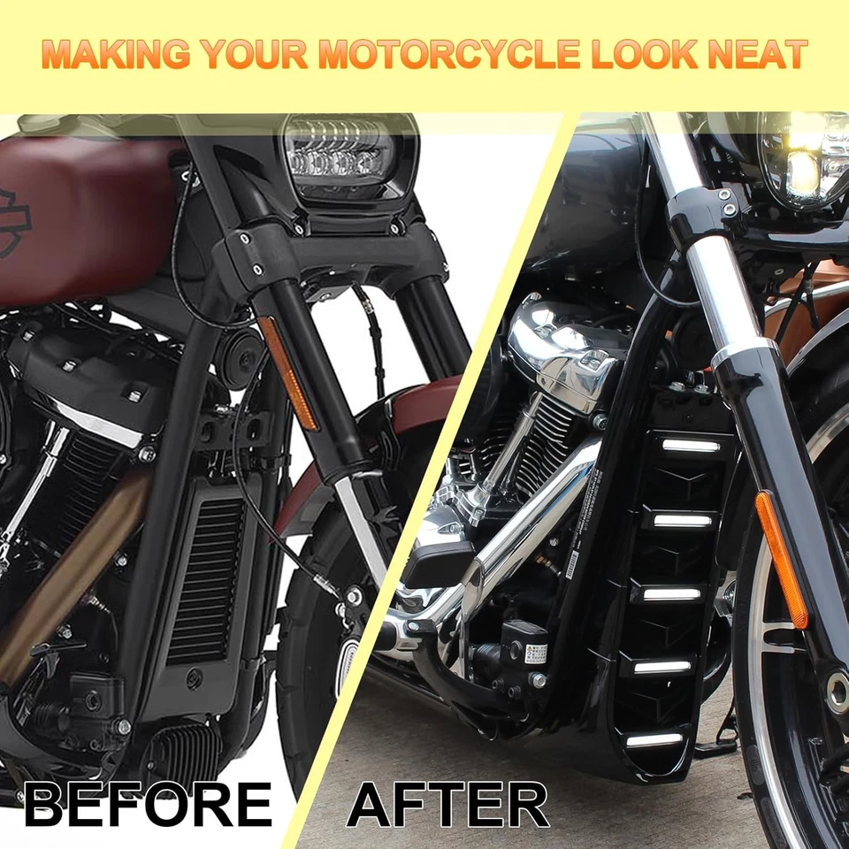 Carenado de barbilla negro alerón con luces LED para Harley Softail Street Bob 2018-2024 Foto 2 de 4