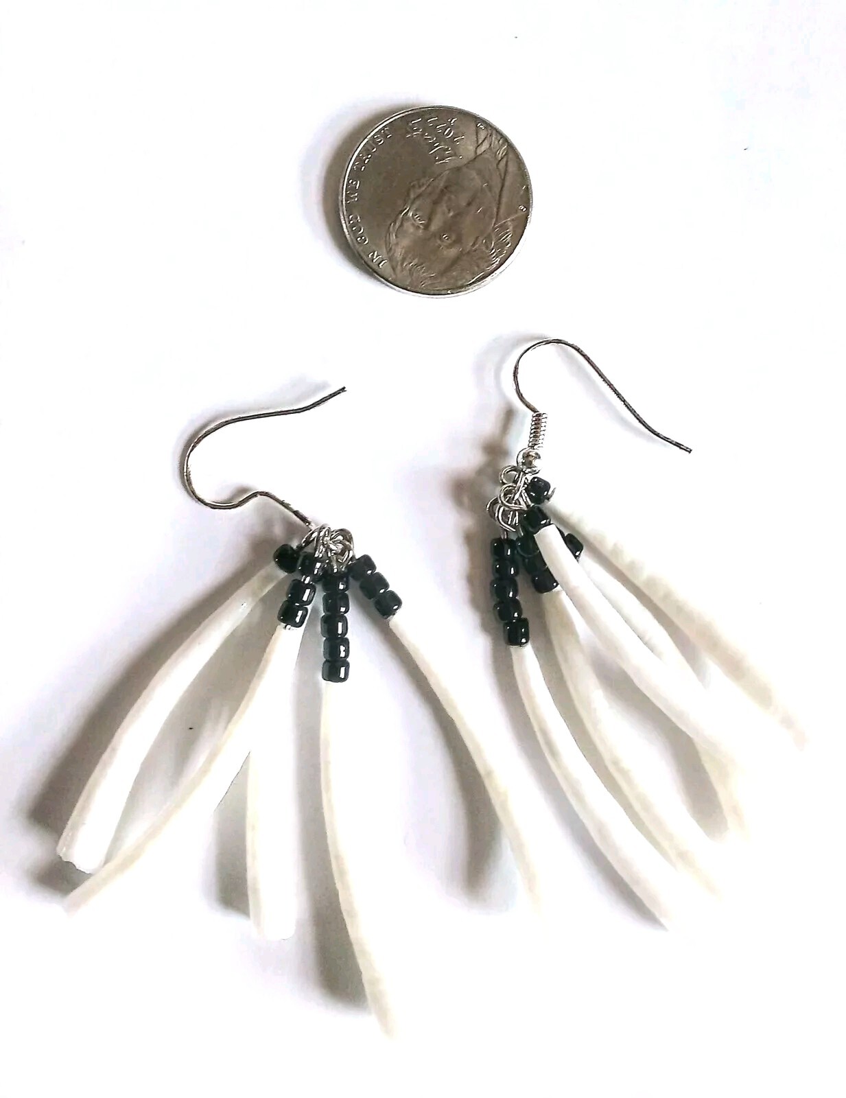Dentalium Shell Cascading Dangle Earrings - image 1