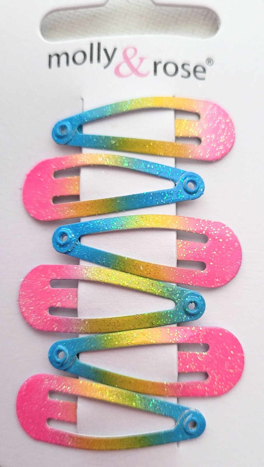 NEW 6 Pack 3cm Rainbow Glitter Sleepies Hair Clips Fashion