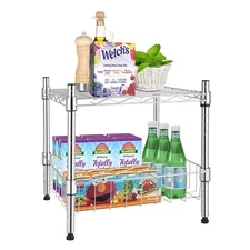 Yssoa 2tier Shelving Unit 15" W X 13.8" D X 15" H Wire Metal Stackable Storage W