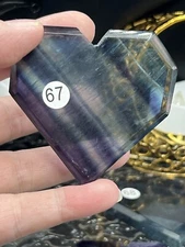 Natural Rainbow Fluorite Faceted Carved hearts L@@K Free ship & Gift
