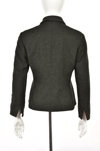 Bill Blass Blazer Size 8P Petite Green Wool Herringbone Long Sleeve Jacket - Picture 2 of 5