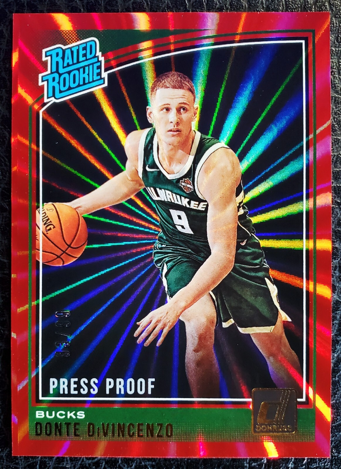 2018 DONRUSS DONTE DIVINCENZO RATED ROOKIE PRESS PROOF RED LASER /99 RC BUCKS