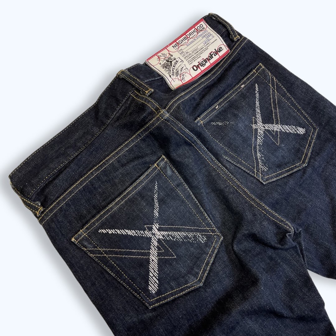 Kaws x Neighborhood x Original Fake Denim Men Narrow Straight 