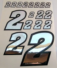 Racing Numbers Number 2 Decal Sticker Pack Silver Black 1/8 1/10 RC models S06