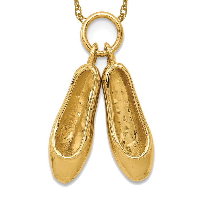 SAOLA Collana pantofole da ballo in oro giallo massiccio 14 kt