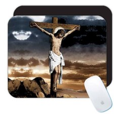 Gift Mousepad : Jesus On Cross Painting Crucifixion Catholic Faith Sacrifice