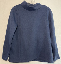 J.Jill Navy Blue Mock Neck Long Sleeve Sweater Petite Medium Comfort Casual