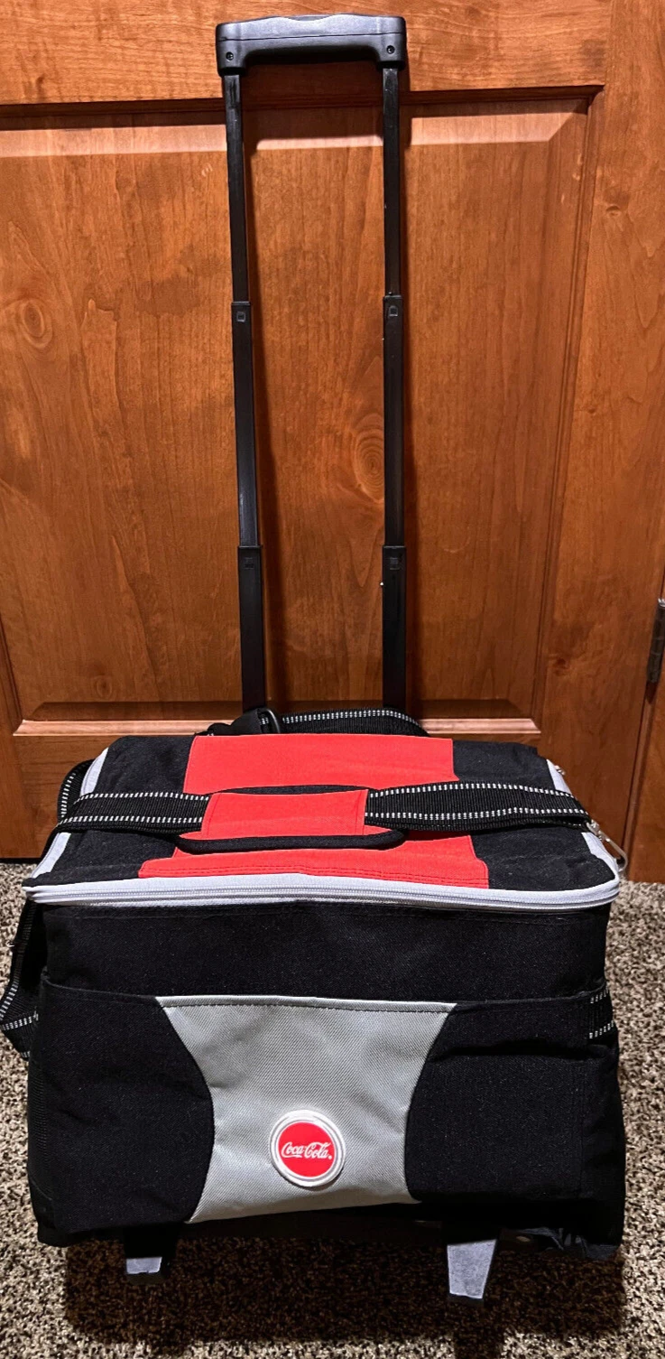 Nice Coca-Cola Cooler on Wheels and with Pull Up Handle And Shoulder Strap