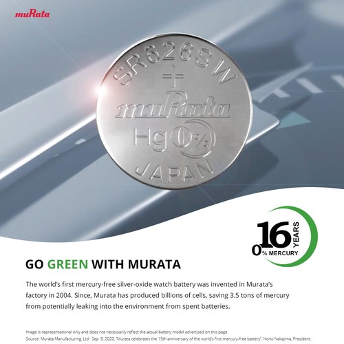 Murata 371 (SR920SW) Silver Oxide Watch Battery (2 Count) - Replaces Sony 371 - Picture 4 of 8