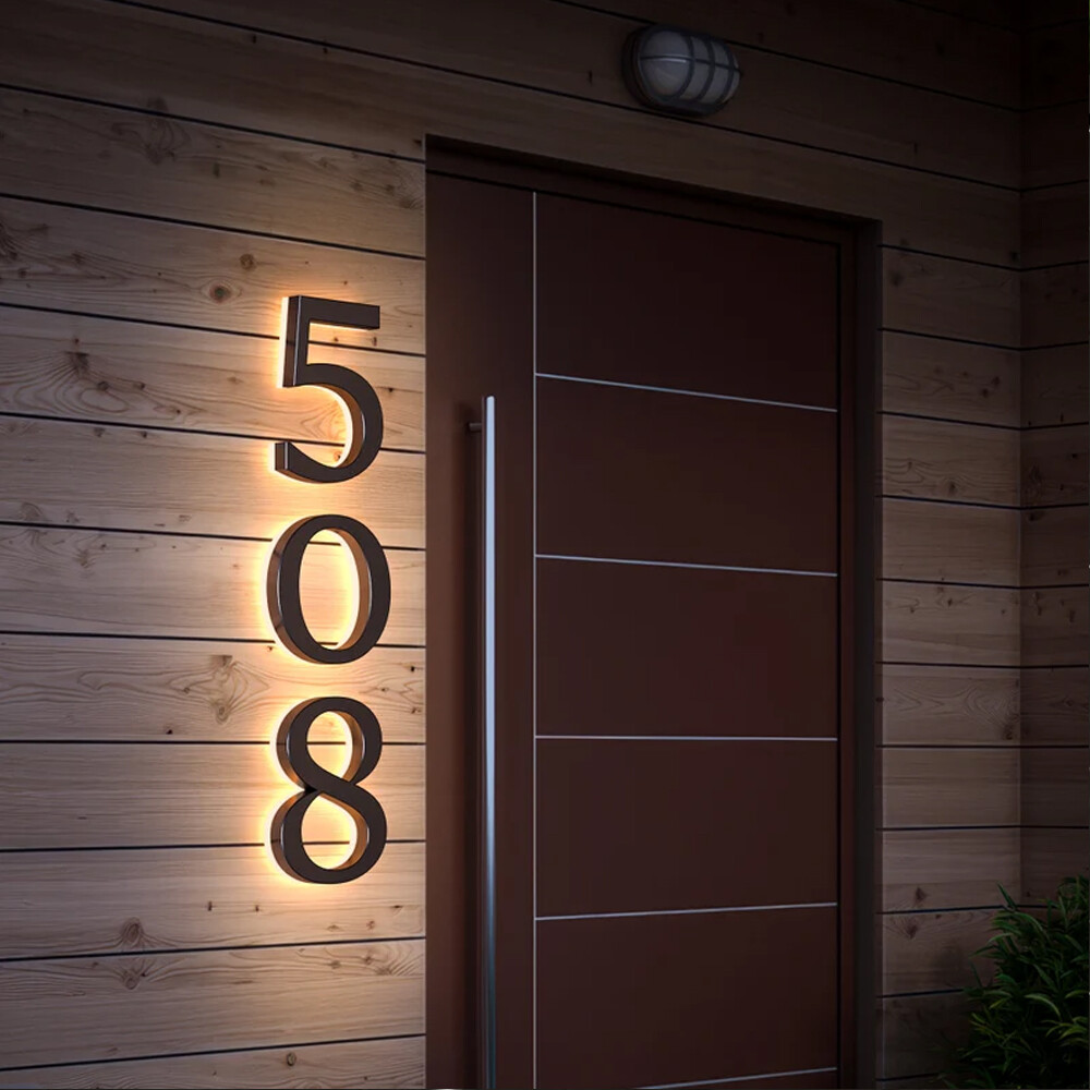 Custom Illuminated Address Number Sign Outdoor LED Backlit House Number