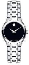 NEW MOVADO MUSEUM SILVER TONE,BLACK DIAL,SWISS,BRACELET SMALL WATCH-606368