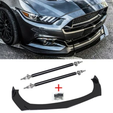 Front Bumper Lip Splitter Spoiler + Strut Rods For Ford Mustang GT Focus Mondeo
