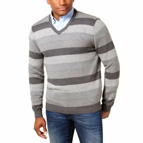 Club Room Mens V-Neck Sweater (Charcoal 