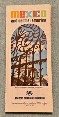 Vintage 1973 AAA Mexico and Central America Automobile Association paper map