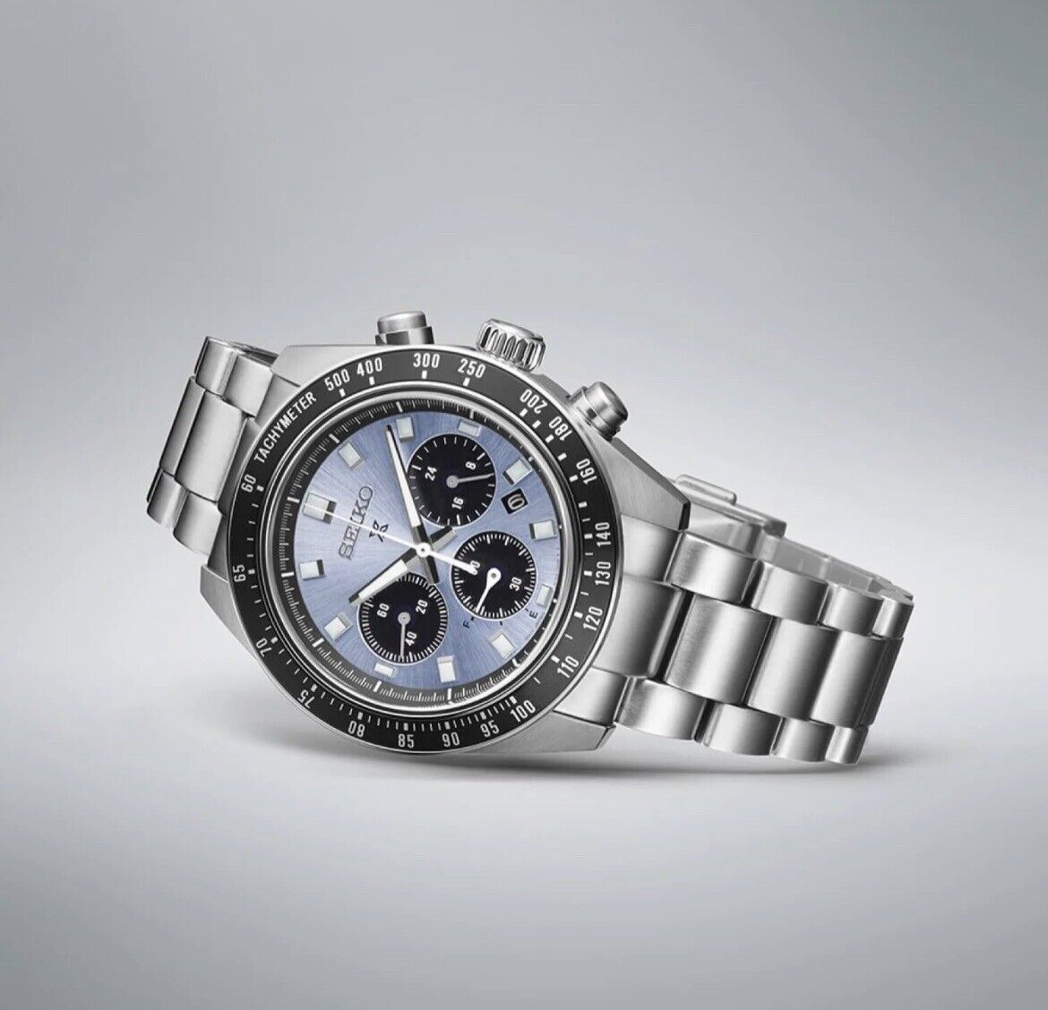 Seiko Prospex Speedtimer Solar Steel Bracelet Light Blue Dial