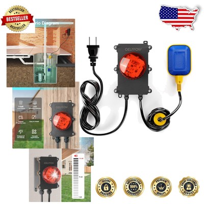 High-Performance Float Switch Alarm with LED, 10ft Reach & Counterweight Design