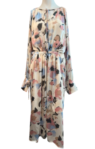 Ryegrass XXL Pink Floral Maxi Dress Long Sleeve Belted Waist Flowy Lined NWT $99