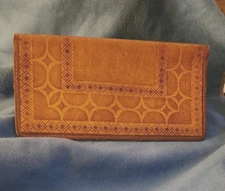 Handcrafted Western Patterned Unisex Leather Personal Checkbook Cover, Unbranded