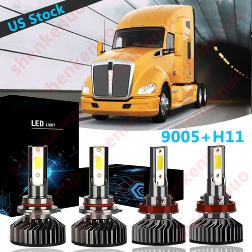4X 9005 H11 LED Headlight Bulb High Low Beam F2 For Kenworth T680 T880