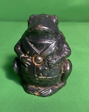 PROFESSOR PUG FROG VINTAGE CAST IRON Coin Bank 1905-1912 AC Williams
