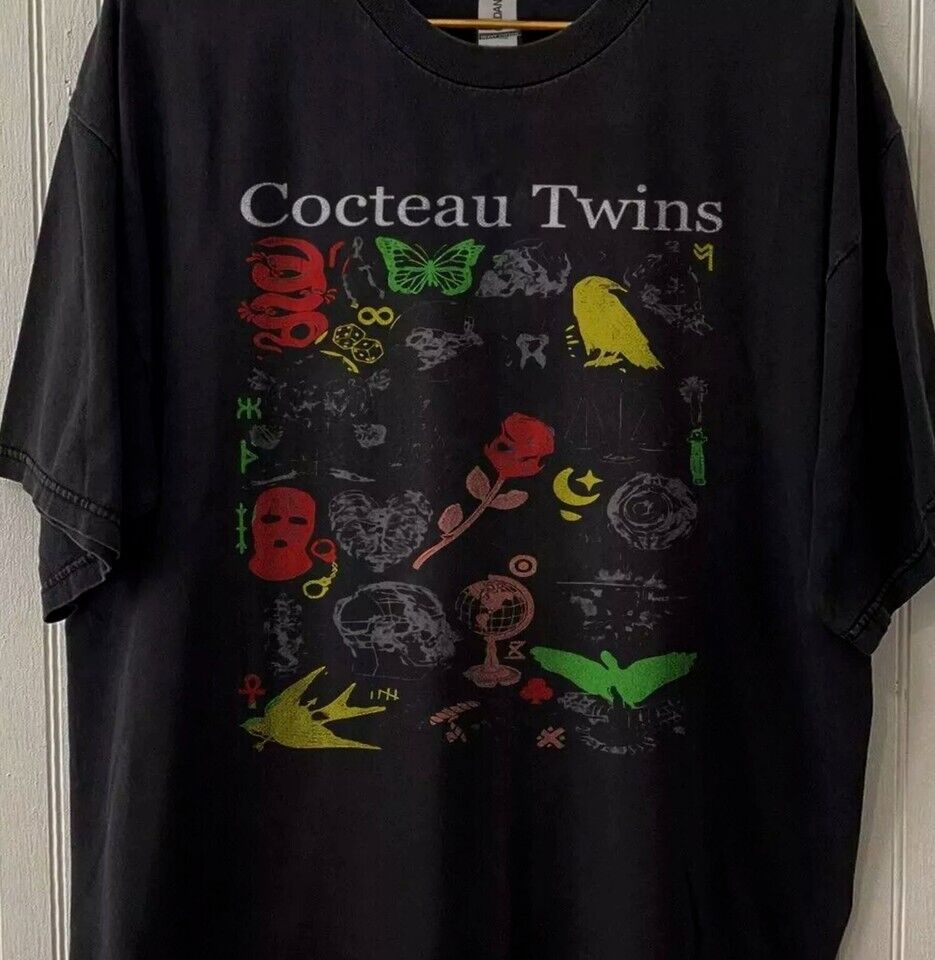 Reprint 90s Cocteau Twins Shirt Band Black Short Sleeve Reprint 90s Cocteau Twins Shirt Band Black Short Sleeve