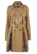Topshop Best Of British Fit & Flare Godet Tartan Riding Wool Trench Coat Uk12 14