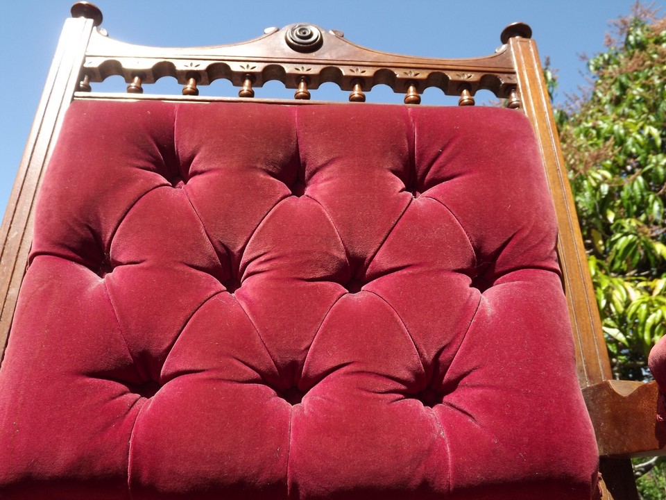 Antique chair red cranberry velvet eBay