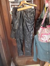 Fashion Black Faux Leather Pants Gather Shiny Size 32
