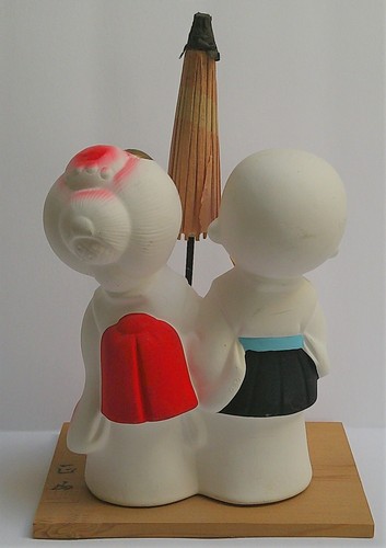 Muñecas Hakata japonesas figuras de hombre y mujer de Qlain Arcilla Bisque en la base - Imagen 3 de 13