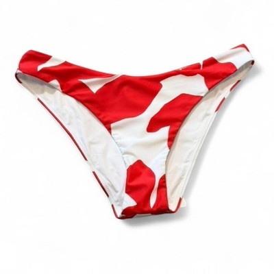 Milly Cabana Margot Grand Foliage Red & White Bikini Bottoms, Size L