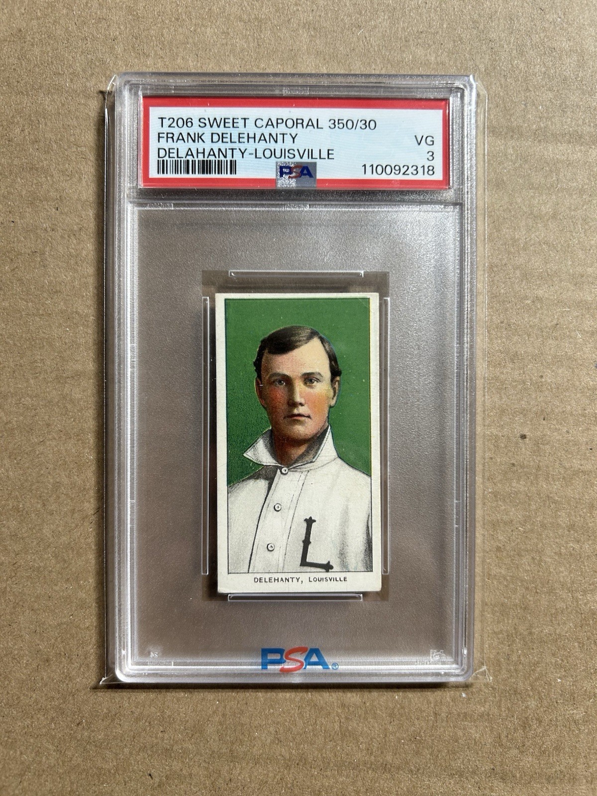 1909-11 T206 FRANK DELEHANTY DELAHANTY SWEET CAPORAL 350/30 PSA 3 VG