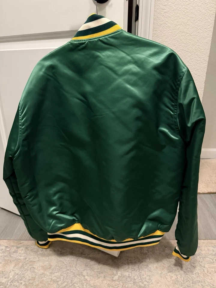 Винтажный 90-х Green Bay Packers Pro линия стартер атласная куртка зеленый мужчин L США - Изображение 4 из 4