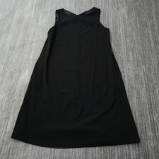 Eileen Fisher Dress Women Black Solid Sleeveless Round Neckline Silk Medium