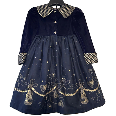white christmas dresses Girls: The Leigha Navy Blue Textured Dress – Shop the Mint main image 1