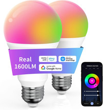 Smart Light Bulbs Work with Alexa Google Assistant, 1600LM Ultra Bright Smart...