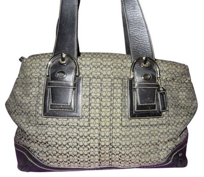 Coach 2008 Y2K Soho Black & Gray Jacquard Signature Satchel Tote