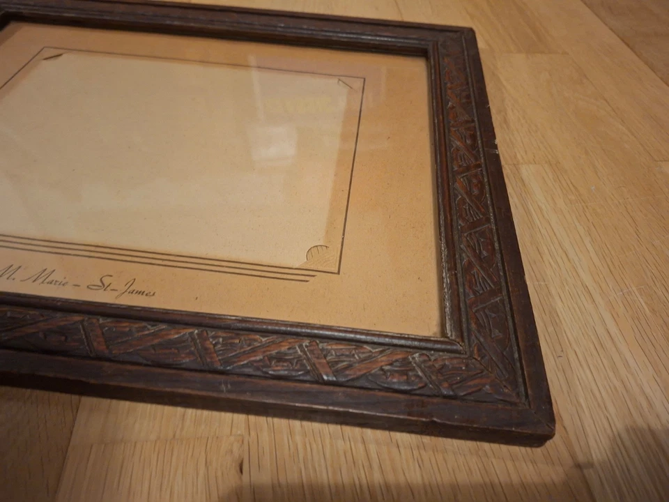 Ancien Cadre XIXème en bois  sculpté 41 X 33 cm pour photo 33,5 X 25,5 cm - Photo 3/4