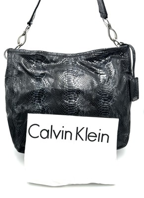 Calvin Klein Snakeprint Black Leather Hobo Shoulder Bag w  display picture 1