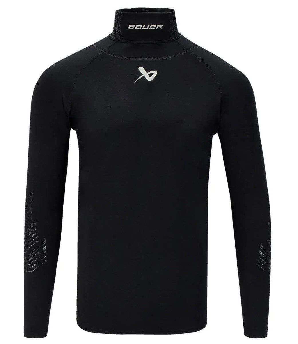 Bauer S22 Hockey Long Sleeve Neck Protect YOUTH Shirt, Integrated Neck Guard