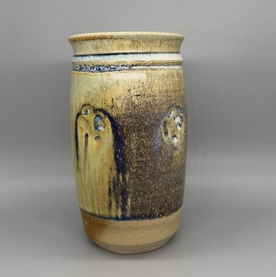 Vtg Signed Studio Art Pottery Earth Tone Drip Glaze Vase Stoneware 6.5 x3.5 