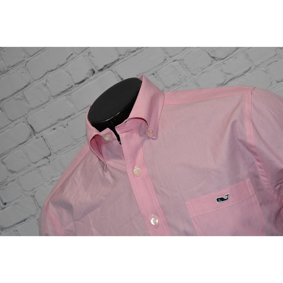 Vineyard Vines Dress Shirt Tucker Whale Mens Size Medium SLIM Pink Cotton - Image 4 of 4