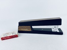 Vintage Swingline 767 Black Wood Grain Metal Desk Office Stapler & Staples Retro