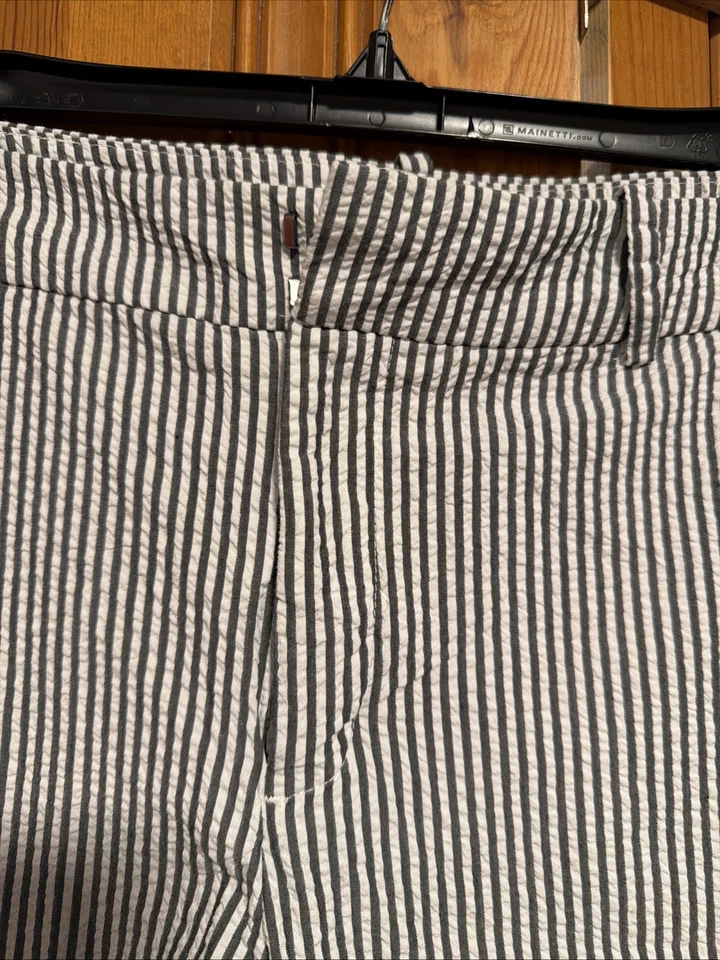 Ladies Marona Crop Pants Size 12 Gray And White Stripe - Image 2 of 4