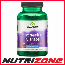 Swanso Magnesium Citrate 225mg Super-Strength Muscle & Bone Health - 240 tablets 0.46 per thousand milligrams